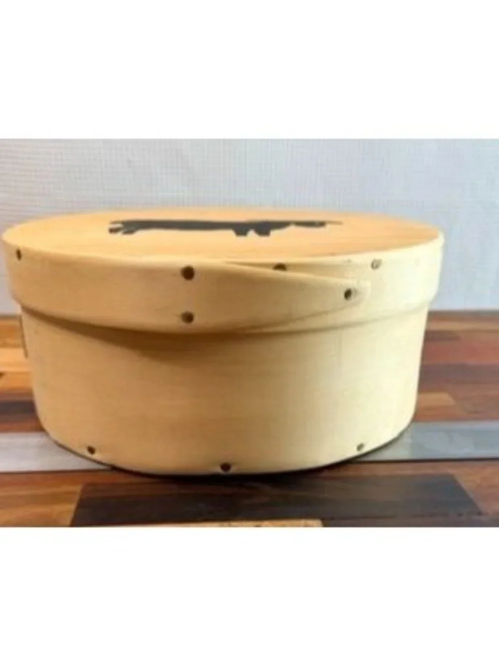 Handcrafted round Shaker-style bentwood storage box